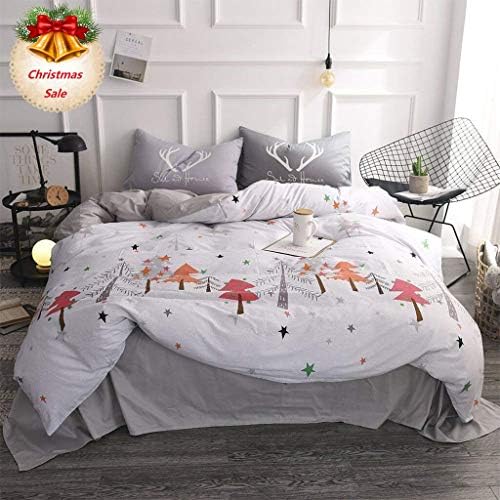 EnjoyBridal Twin Duvet Cover Sets Kids White Cotton Christmas Tree Bedding Cover Sets Teens Boys Girls Comforter Cover with Zipper 2 Pillow Shams Soft Comfortable 4 Corners Ties (Twin, White)
