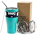 Smart Cooler 30 Oz. Sweat Free Ultra-Tough Double Wall Stainless Steel Tumbler Cup with Leak-proof Heavy Duty Tumbler Lids (Slide Lid & Flip Lid), Straw, & Cleaning Brush - Teal