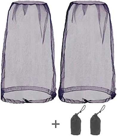 Arsingdeals 2 Pack Insect Mosquito Protective Mesh Adjustable Anti-mosquito Bug Net Head Cover Face Mask for Outdoor Fishing Hunting Picnic
