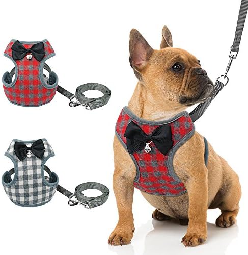 Pet Tuxedo Harness for Cats and Small Dogs,Protective Cat Harness Vest Non Pull,with 1.5M Leash,Bowtie and Ring Accessories (S: chest: 7.8-15.7 inches, Red)