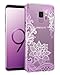Casetego Compatible with Galaxy S9 Case,Clear Soft Flexible TPU Case Rubber Silicone Skin with Flowers Floral IMD Printed Back Cover for Samsung Galaxy S9-Purple Flower