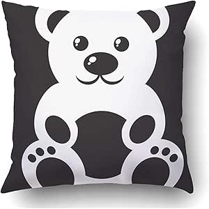 Funda Cojín Almohada,Bebé Negro Osito De Peluche Para Niños Little Line