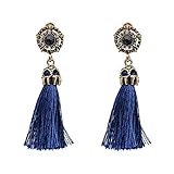 Women Vintage Earring Hollow Crystal Tassel Dangle Stud Earrings