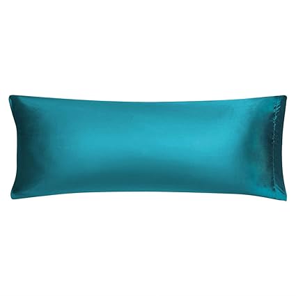 Uxcell Teal Bolster Pillow Cases Super Soft Silky Satin Body