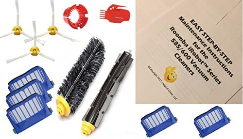 HC Maintenance Repair Kit for Roomba iRobot Series 585 595 600 620 630 650 Vacuum Includes 5 Replacement Filters-3 Side Brushes-Bristle and Beater Brush-Cleaning Kit and Easy Step-by-Step Instructions