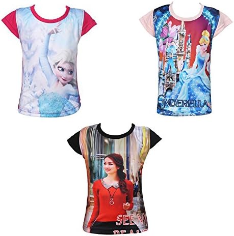 KIDANIA Kids Boys & Gril's Cotton Summer Wear T-Shirt Frozen Disney Princess Character (Pack of 5,3 and 2)