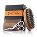 Wowax Beard Brush and Comb Set for Men - Bamboo Boar Bristle Beard Brush, Wood Beard Comb and Beard Scissors, Mustache Beard Grooming Kit to Spread Balm or Oil for Styling, Gift Box & Travel Bag