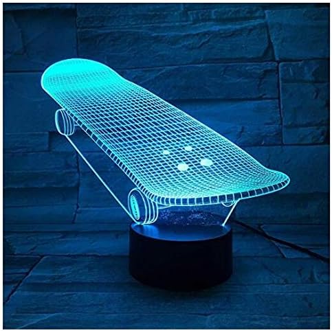 SUPERIORVZND 3D Skateboard Night Light Remote Control Power Touch Switch Table Desk Optical Illusion Lamps 16 Color Changing Lights Home Decoration Xmas Birthday Gift