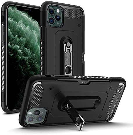 Cubevit iPhone 11 Pro Max Case, Slim Fit Phone Case with Kickstand and Card Holder, [Premium Quality] Rugged Shockproof Anti-Drop Anti-Scratch Protective Dual-Layer Case Cover 6.5" - 2019(Black)