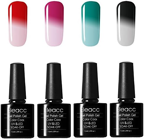 Eleacc 7.3ml 4 colors Temperature Changing Colour Nail Lacquers Soak Off UV LED Gel Polish Gelpolish (5763 5766 5769 5772)