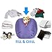 Stuffed Animal Bean Bag Storage Chair in Orchid - 2.5ft Large Fill & Chill Space Saving Toy Organizer for Children - For Blankets, Teddy Bears, Clothes & Bedding