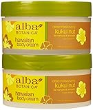 Alba Botanica Hawaiian Body Cream, Kukui nut, 6.5-Ounce Jar,2 pack
