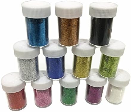 Set of 12 Arts and Crafts Sequins Glitter for Slime Extra Fine Assorted Colors with 2 Pieces Believe Bookmarks