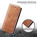 QLTYPRI for iPhone 7 Plus 8 Plus Case, Premium PU Leather Cover TPU Bumper with Card Holder Kickstand Hidden Magnetic Adsorption Shockproof Flip Wallet Case - Brown