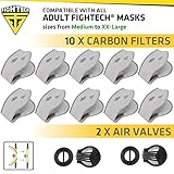 Pack of 10 Activated Carbon N99 Filters AND 2 Air Valves for FIGHTECH Dust Masks (SIZE REG)
