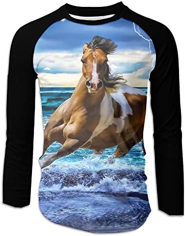 Adult Running Nobel Horse Long Sleeve Tshirt Funny Raglan Tees For Cycling
