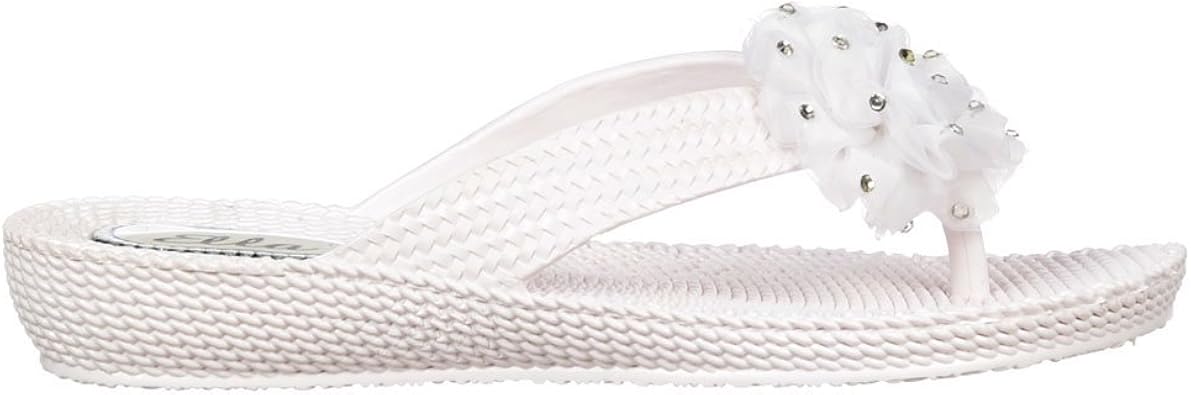 white diamante flip flops