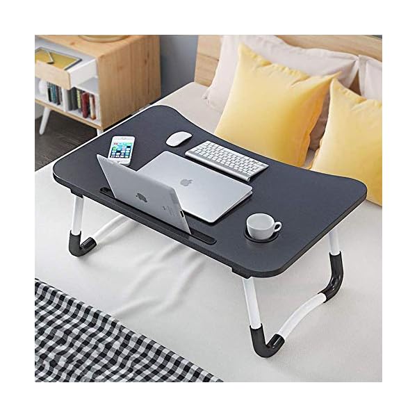 Laptop-Bed-TablePortable-Lap-DeskNotebook-Stand-Reading-HolderNotebook-Table-Dorm-Desk-with-Foldable-Legs-Cup-Slotfor-Eating-BreakfastReadingWatching-Movie-on-BedSofa-Black Laptop Bed Table,Portable Lap Desk,Notebook Stand Reading Holder,Notebook Table Dorm Desk with Foldable Legs & Cup Slot…