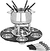 Trudeau Home Presence 23 Piece Stainless-Steel Lazy Susan Fondue Set - 64 Ounce