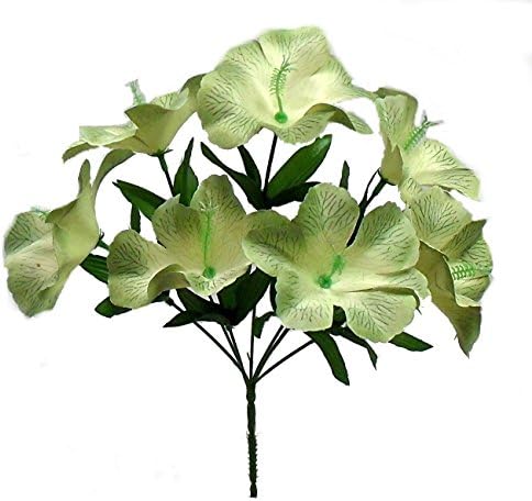12" Hibiscus Bush Artificial Silk Wedding Crafts Bouqet Flowers 7 Stems (Seafoom)