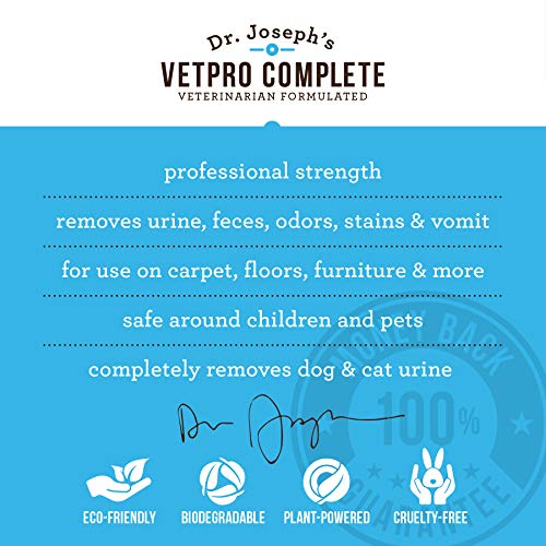 VetPro Complete Professional Strength Stain & Odor Remover - Enzyme Powered Pet Odor & Stain Eliminator for Dog and Cats Urine, Feces, Vomit, and Drool, 32 oz.