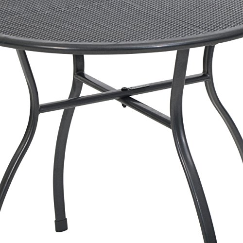 greemotion Gartentisch Toulouse rund, Ø ca. 80 cm, pflegeleichter Tisch aus kunststoffummanteltem Stahl, Esstisch mit Niveauregulierung, eisengrau – Bild 4