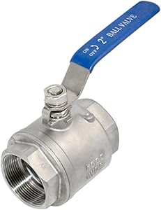 SuperWhole 2" NPT Female 316 Stainless Steel Full Port Ball Valve Vinyl Handle WOG1000