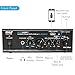 Bluetooth Mini Blue Series Home Audio Amplifier – Compact Desktop Home Theater Stereo Amplifier Receiver with USB Charge Port | Pager & Mixer Karaoke Modes | Mic Input (40 Watt x 2) | Pyle PTA22BTthumb 1