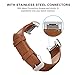 For Fitbit Charge 2 Bands, Genuine Leather Replacement Bands for Fitbit Charge 2 Brown with Metal Connectors