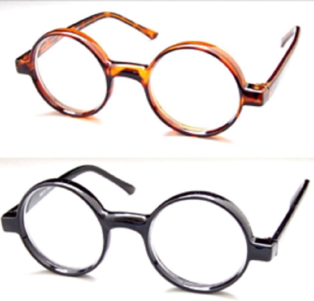 The Cambridge Iris Style Round Reading Glasses, Totally Round +1.00 Brown Tortoise / Black (2 Carrying Cases Included)