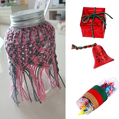 (100 Yards/2mm/19 Colors)100 DIY Macrame Cord Craft Macramé Cotton Baker Twine Craft Making Knitting Cord Rope DIY Wedding Decor Supply Christmas Wrapping String Rope (Wine red) - Thumbnail 5