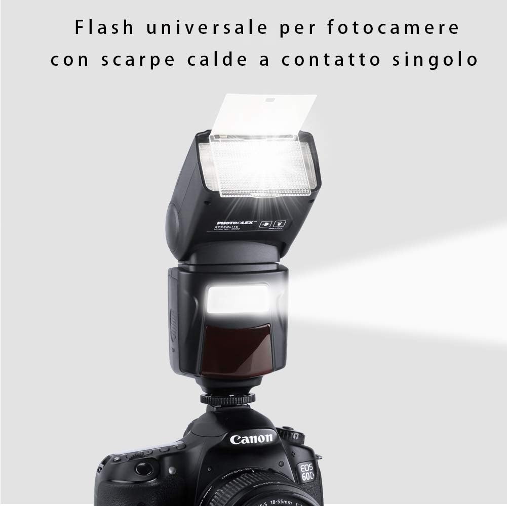 PHOTOOLEX Camera Flash Speedlite for Canon Nikon Sony Panasonic Olympus Fujifilm Pentax Sigma Minolta Leica and Other SLR Digital Cameras and Digital Cameras with Single Contact Hot Shoe - Image 3