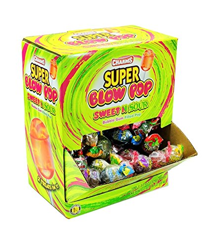 Charms Super Blow Pop Sweet N Sour Bubble Gum Filled Pop 100 Ct