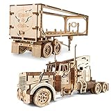 Ugears Heavy Boy Truck & Trailer Mechanical 3D Model for Self-Assembly, Wooden Box Craft, Men Decor