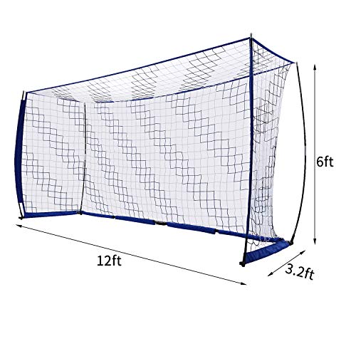 Bluefringe Soccer Goal 12ft x 6ft Portable Bow Style Net,Durable, Lightweight Frame,Quick Setup Easy Folding Storage, 1 Goal+1 Carrying Bag