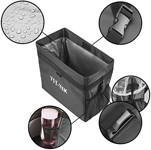 BG000 Car Trash Bin Universal Traveling Portable Leakproof Garbage Trash with Side Pocket