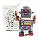 Off the Wall Toys Vintage Style Silver Robot MS235 Retro Clockwork Wind Up Tin Toy