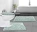 Gorilla Grip Original Shaggy Chenille 2 Piece Area Rug Set, Includes Square U-Shape Contoured Toilet Mat & 30x20 Bathroom Rugs, Machine Wash/Dry Mats, Plush Rugs for Tub Shower & Bath Room, Spa Blue
