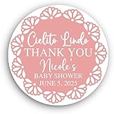 Cielito Lindo Baby Shower Decorations, Dusty Rose Pink Personalized Thank You Sticker Labels