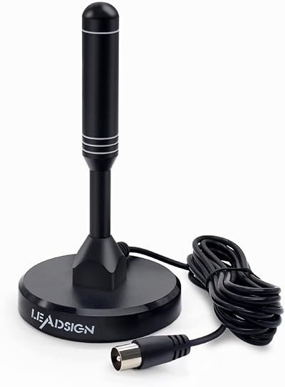 LEADSIGN 2025 Indoor TV Aerial High Gain 300+ Miles Magnetic Base 6.6ft Cable