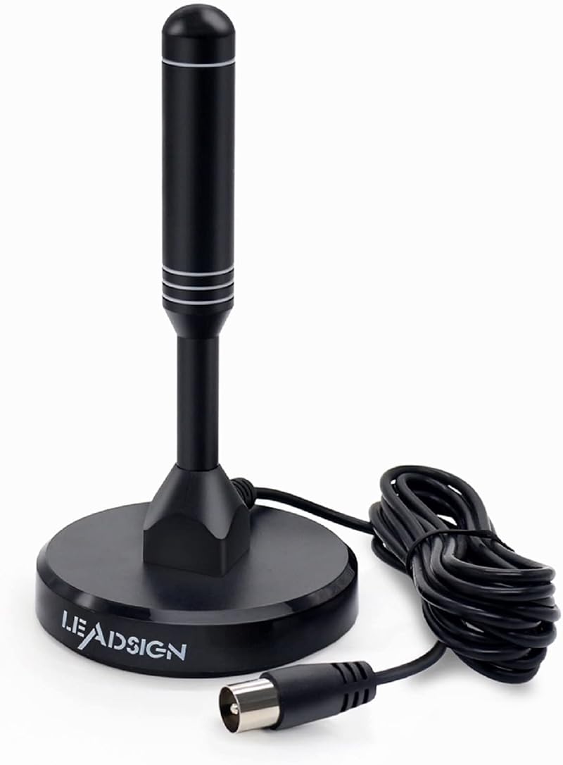 LEADSIGN 2025 Indoor TV Aerial High Gain 300+ Miles Magnetic Base 6.6ft Cable