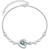 LELOUCHY Infinity Love Birthstone Bracelet for Women 925 Sterling Silver Infinity Love Heart Bracelet Jewelry Gifts for Women