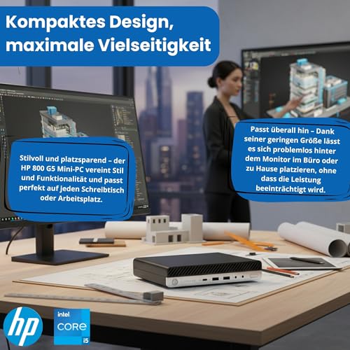 HP EliteDesk 800 G Intel i5 Business Office Multimedia Computer with 24 Months Warranty! USB 3.0 | WLAN | Windows 11 Prof. 64 Bit with USB Stick (800 G5 | 8 GB RAM | 256 GB SSD | W11 Pro)