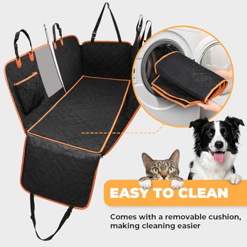 KYG Dog Car Cover with Additional Removable Cover Covers Car Seats for Dogs, Waterproof and Resistant Back Seat Protector with Mesh Window, Easy to Clean, Scratch Resistant