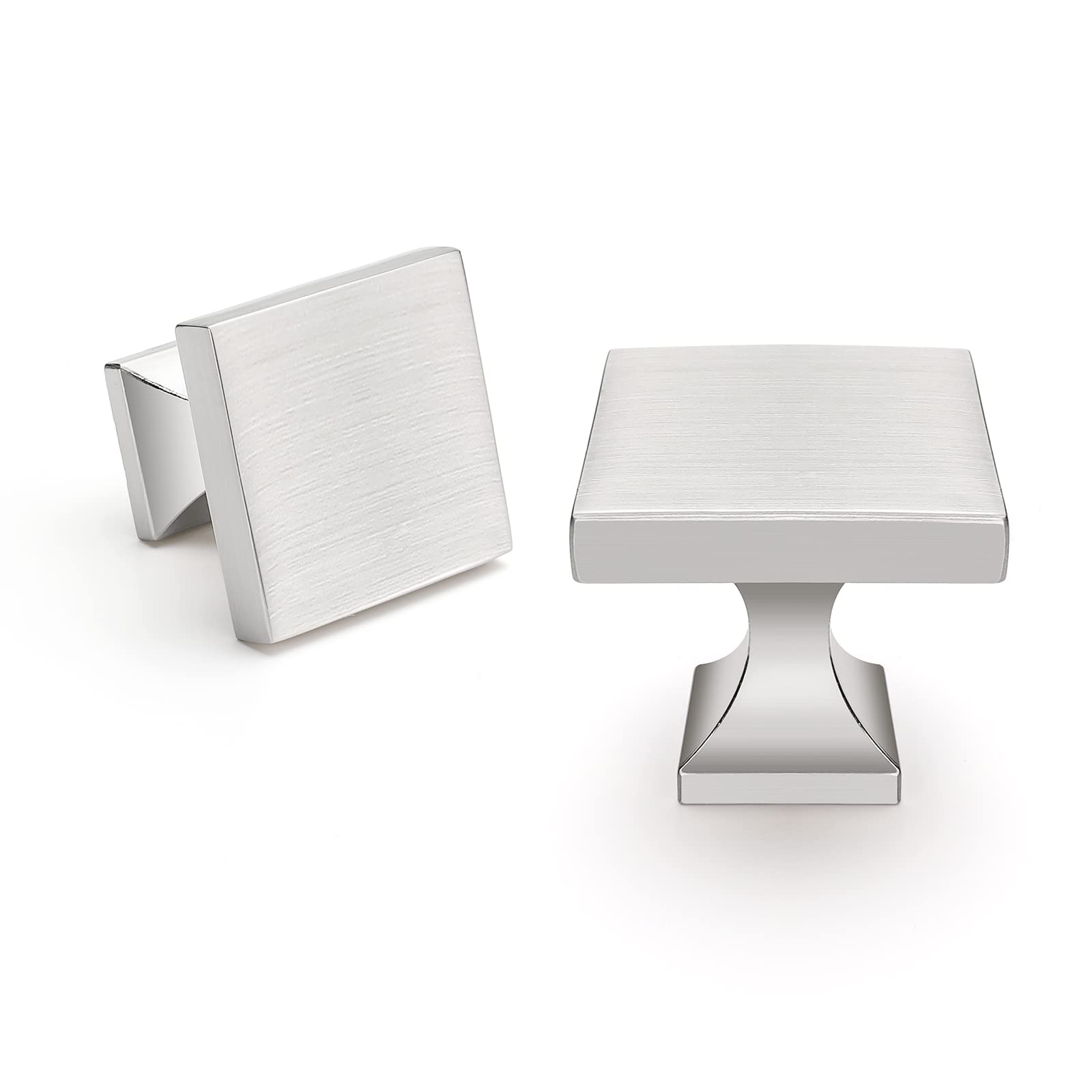 goldenwarm 20X Kitchen Knobs Cupboard Knobs Silver Door Knobs -LS6785SNB Kitchen Cabinet Knobs Modern Drawer Knobs Brushed Satin Nickel Square Knob