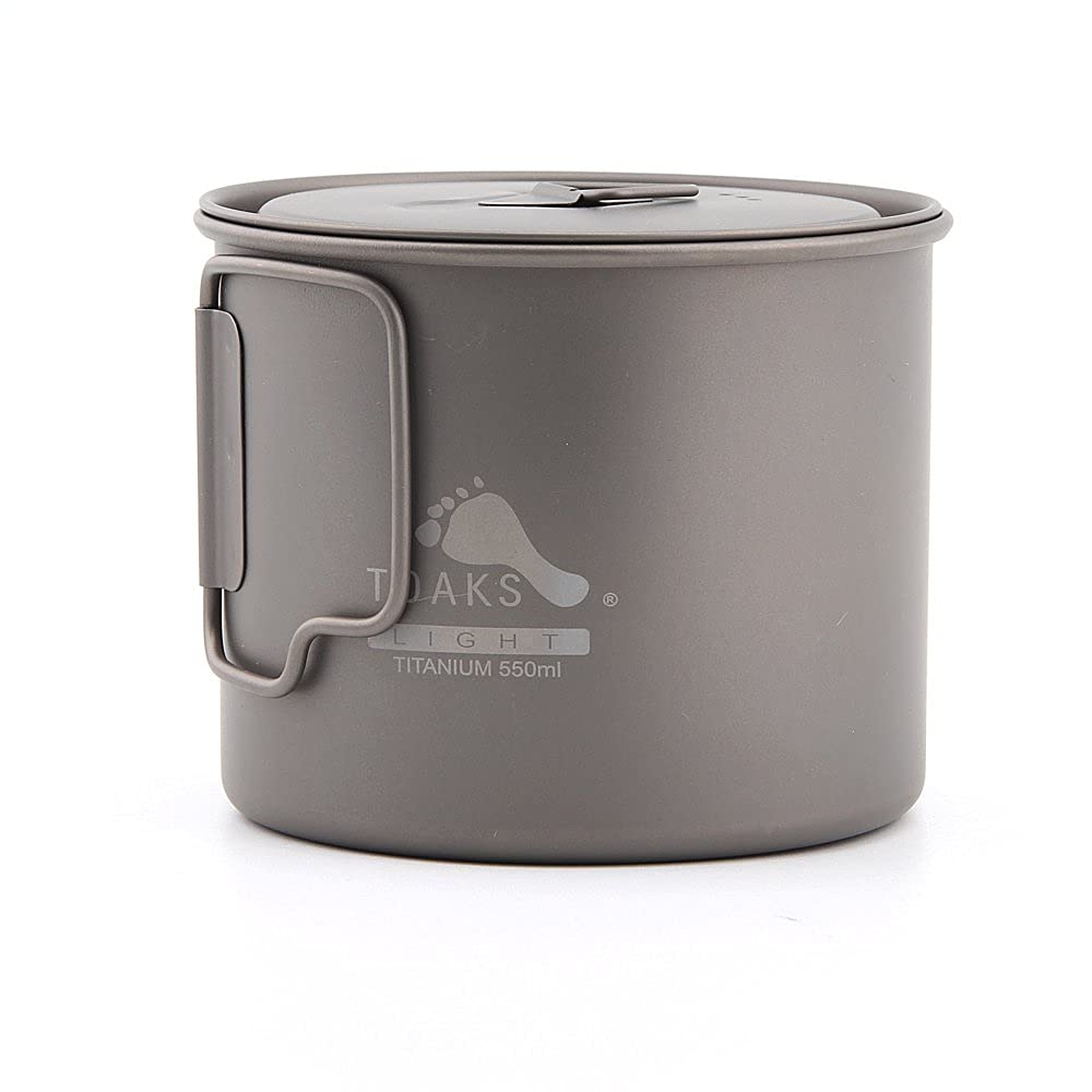 TOAKS Titanium Camping Pot Cup(375ml, 450ml, 550ml, 650ml, 750ml, 800ml, 900ml) (550ml[POT-550-L])