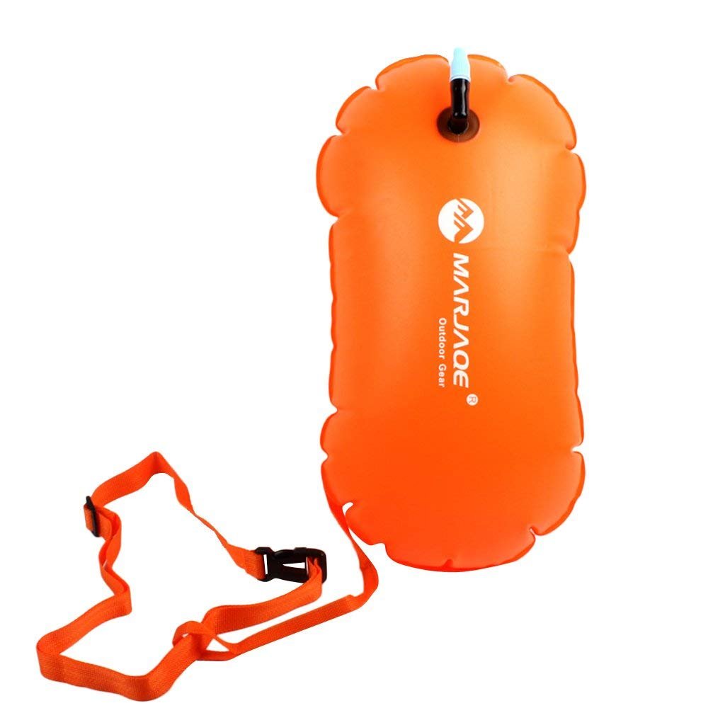 Onecen Swim Buoy Highly Visible Ultralight Swim Bubble Safety Buoy Tow Float with Adjustable Waist Belt for Open Water Swimmers Triathletes Kayakers Snorkelers Safe Swim Training (Orange)