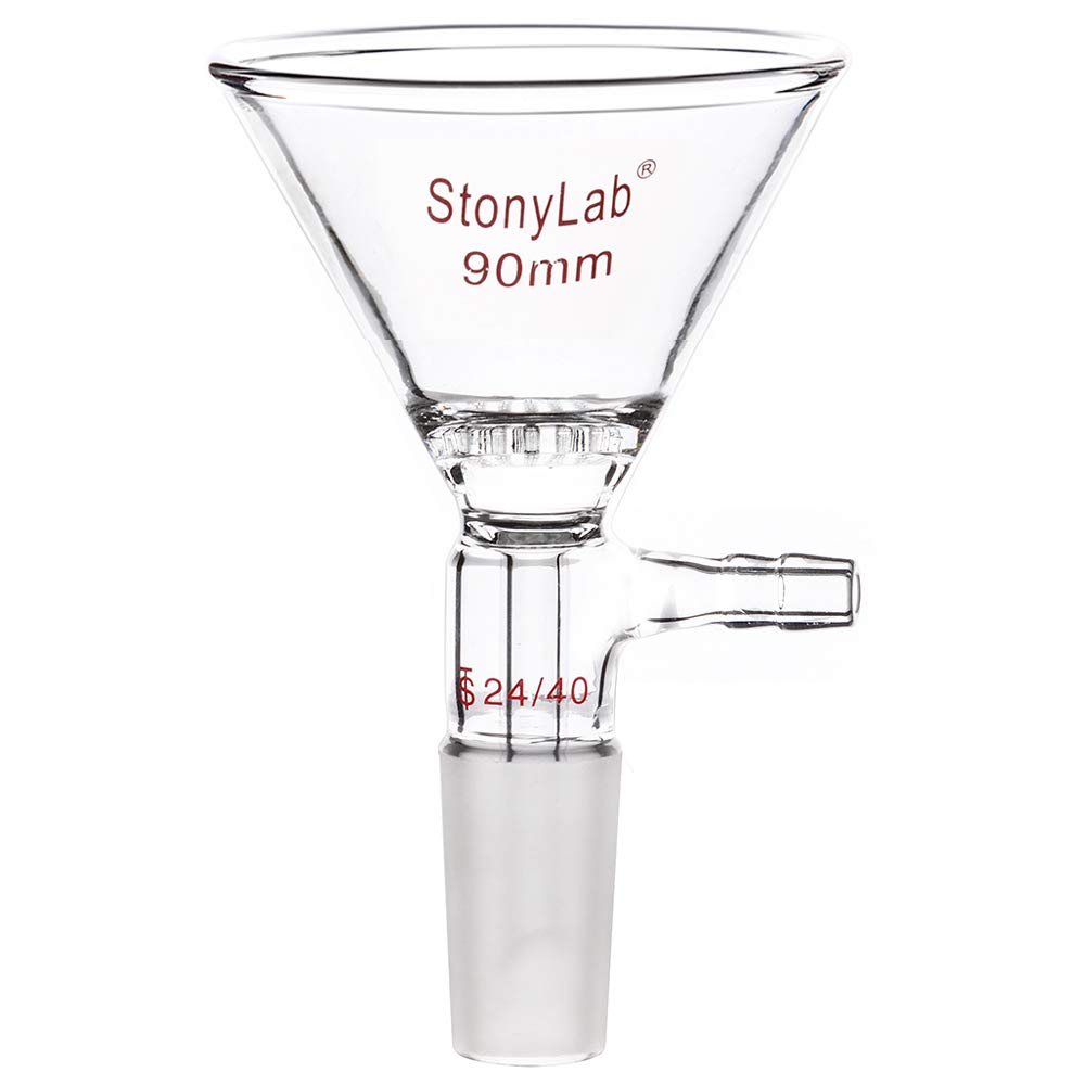 stonylab Borosilicate Glass Filter Funnel with 90mm Top Outer Dimension, 24/40 Inner Joint Glass Filtering Funnels