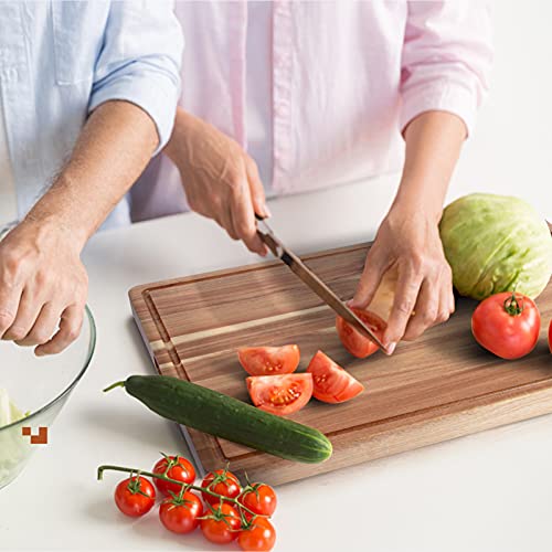 Garvee 61 x 45 cm Grande Tábua de Corte, Tábua de Madeira Acácia Utilizável Dos Dois Lados, Espessura de 3,8 cm, para Corte de Carnes, Legumes e Frutas, Marrom