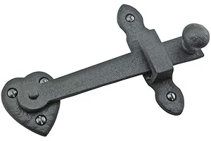 Renovators Supply Manufacturing Black Wrought Iron Gate Flip Latch Decorative Antique Heart Style Medium to Light Duty 4" Tall Flip Door Locks Rust Resistant Latches with Hardware